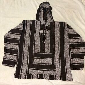 Brown and White Striped Sweater/ Poncho